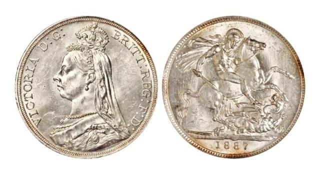 1887年1克朗马剑银币/PCGS MS62