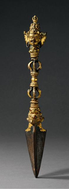 明早期（十五世纪） 铜鎏金嵌天铁金刚橛