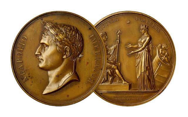 法国拿破仑一世加冕纪念铜章/PCGS SP63