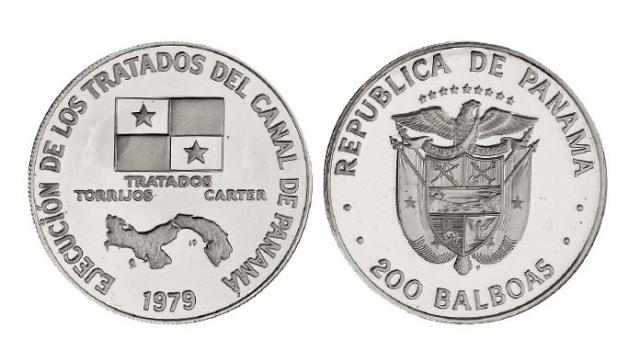 1979年巴拿马《运河条约》纪念200巴波亚铂金币