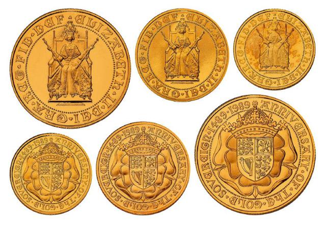 1989年英国索维林金币发行五百周年纪念金币三枚套装