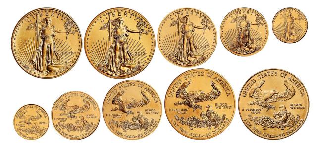 1990-2013年美国自由女神像纪念金币一组五枚