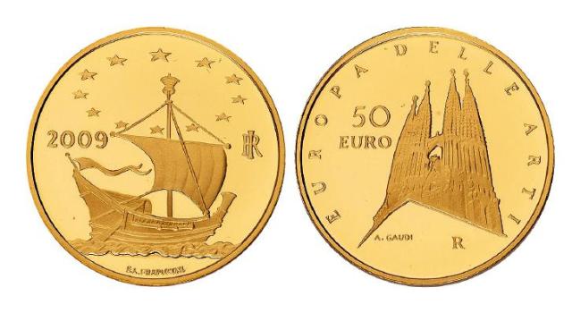 2009年意大利欧洲艺术50欧元纪念金币