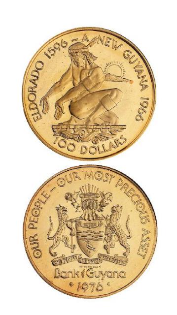 1976年圭亚那独立十周年纪念100圭亚那元金币