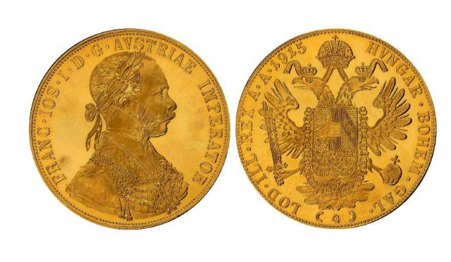 1915年奥匈帝国皇帝弗兰茨·约瑟夫一世像4杜卡特纪念金币