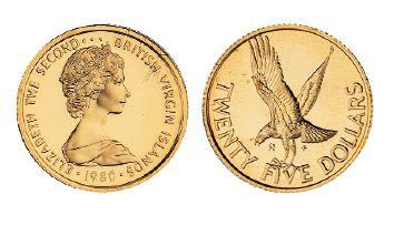 1980年英属维尔京群岛发行女王伊丽莎白二世像25美元纪念金币