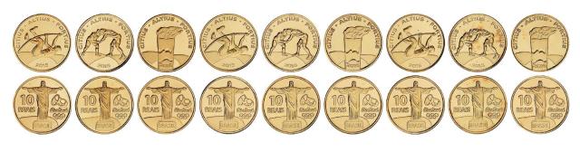 2015-2016年巴西发行第31届奥林匹克运动会纪念金币三枚套装三套