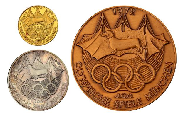 1972年德国发行第20届奥林匹克运动会纪念章三枚套装
