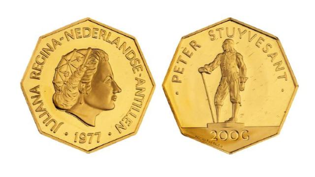 1977年荷属安的列斯群岛发行荷兰女王朱丽安娜像200安的列斯盾纪念金币