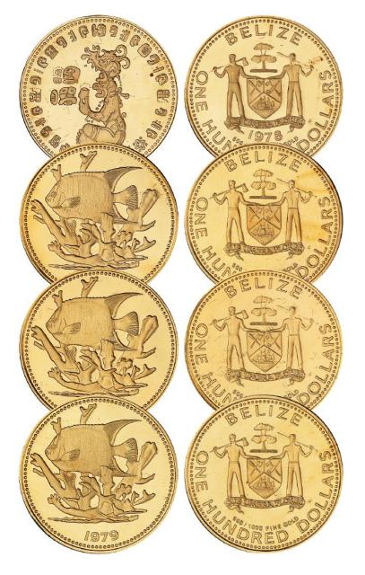 1978、1979年伯利兹纪念金币四枚