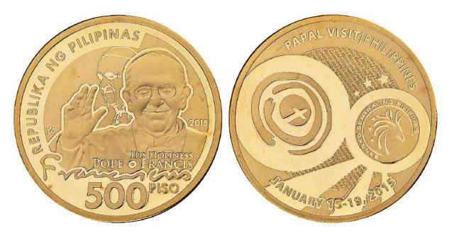 2015年天主教教皇方济各访问菲律宾纪念500比索北欧金币