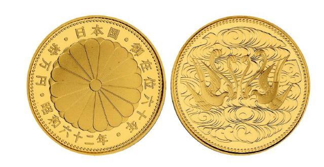1987年日本昭和天皇在位六十周年100000円纪念金币